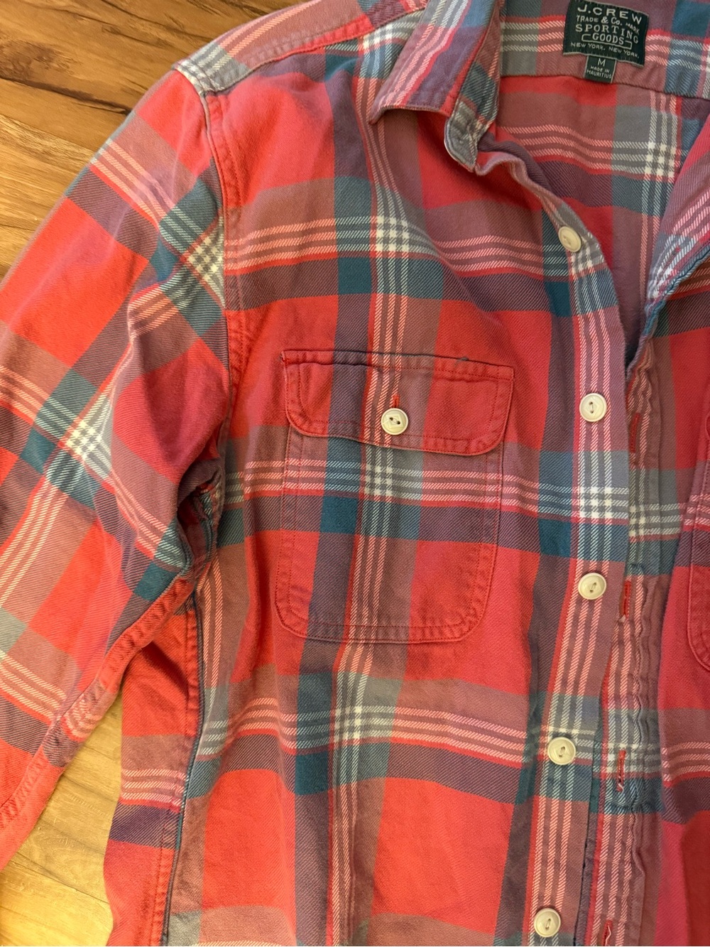 Men's Red Plaid Button-Up Shirt - Picture 4 of 7